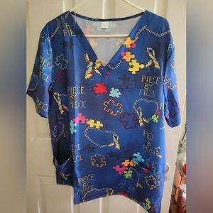 Women's Printed Scrub Top